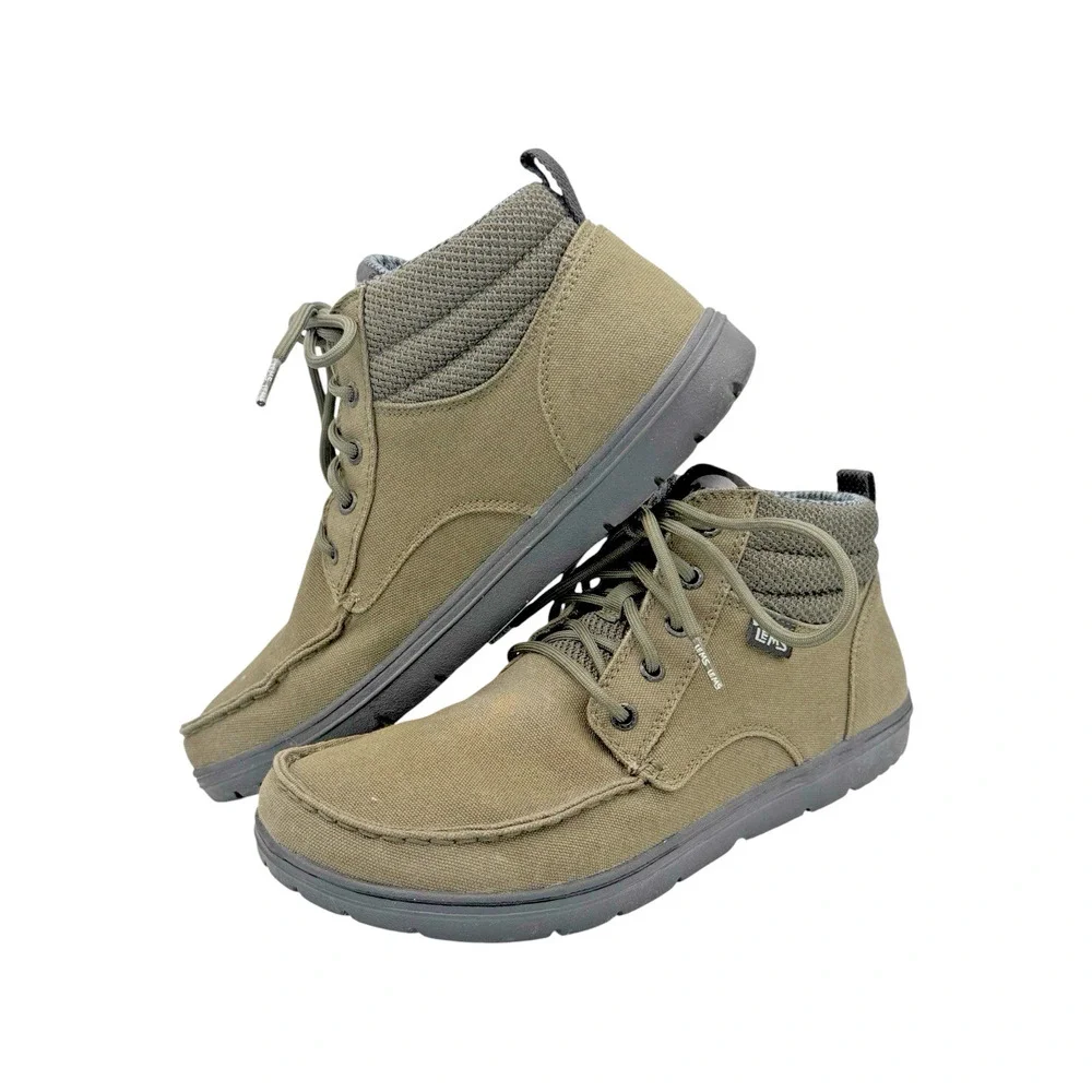 Lems Boulder Boot Mid Vegan Military Green Canvas Zero Drop Men’s 10